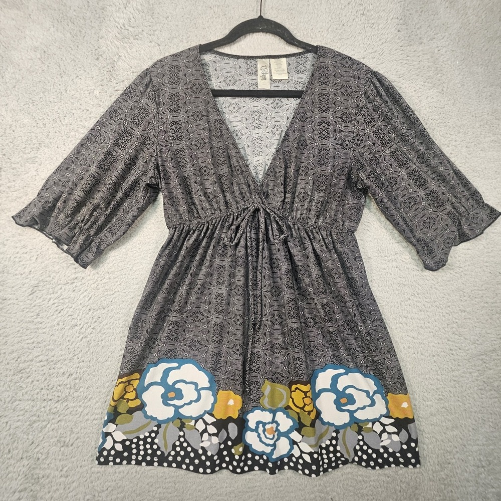 Hot Tempered Babydoll Top Womens XL Floral Artsy Y2K Boho 90s Dark Fairy Cottage